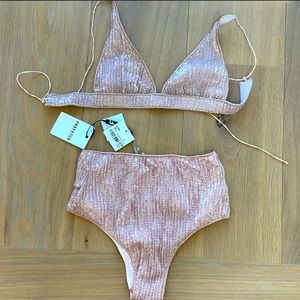 Oseree brand glitter bikini!! Light pink/peach color!!